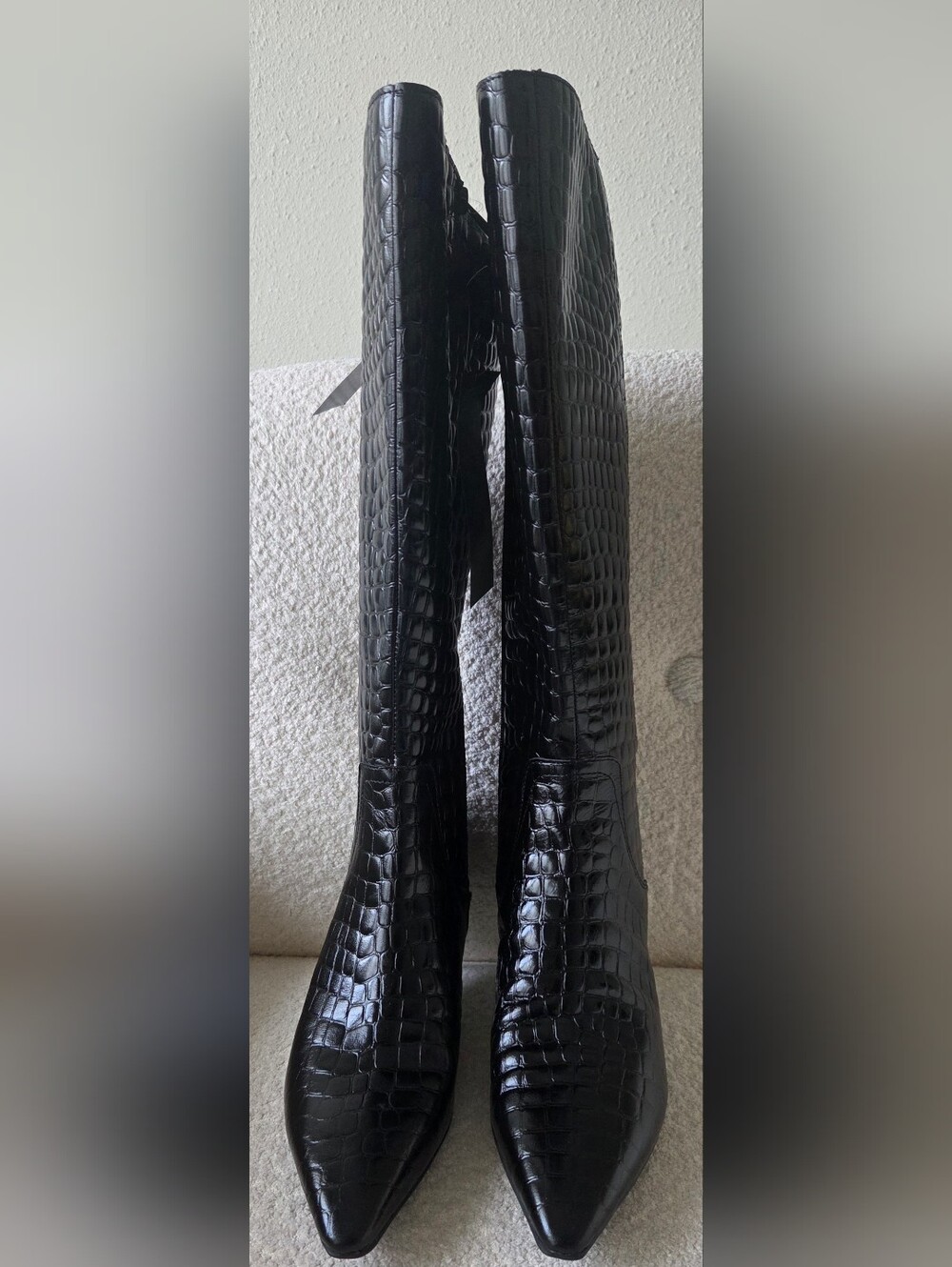 Naturalizer Deesha Black Croc-Embossed Knee High Boots - Size 9.5 WW